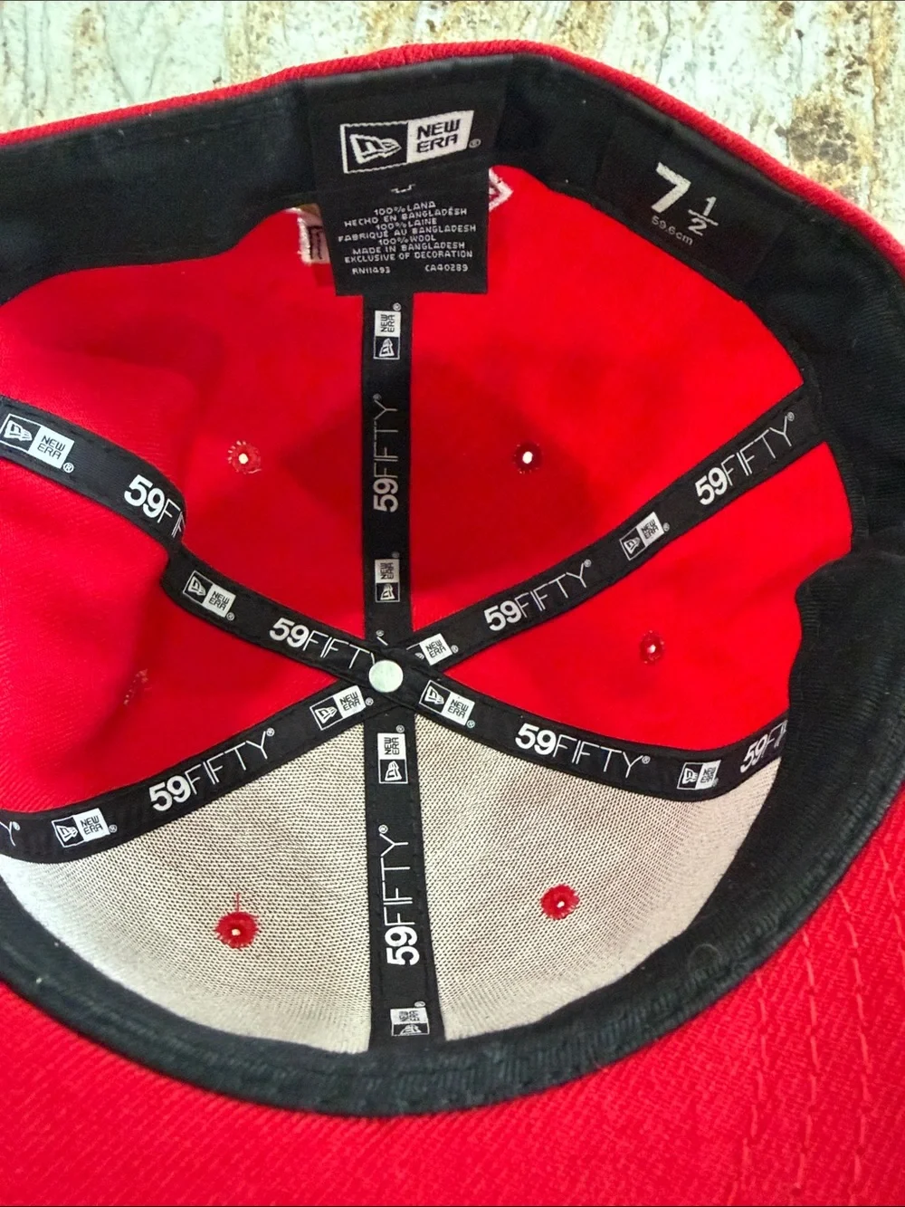 New Era Red Snapback Hat with White 'm' Patch